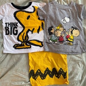 Peanuts Kids Short Sleeve Tees - White, Gray, Yellow